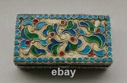 Antique Russian Imperial Silver Enamel Snuff Box Moscow Yemelyan Kuznetsov 19thc