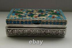 Antique Russian Imperial Silver Enamel Snuff Box Moscow Yemelyan Kuznetsov 19thc