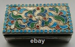 Antique Russian Imperial Silver Enamel Snuff Box Moscow Yemelyan Kuznetsov 19thc