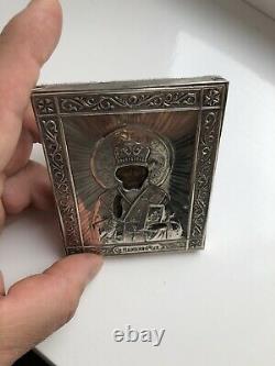 Antique Russian Imperial Silver Icon 84, Antique Silber 84