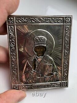 Antique Russian Imperial Silver Icon 84, Antique Silber 84