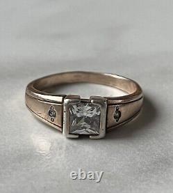 Antique Russian Imperial Silver Ring 84 Gilding with Stones of the 19th Century