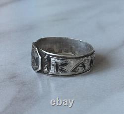 Antique Russian Imperial Silver Ring 84 Niello Kavkaz Design Men's Jewelry