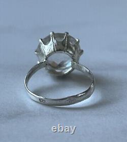 Antique Russian Imperial Silver Ring 84 with Stones of the 19th Century