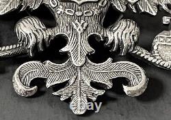 Antique Russian Imperial Silver Romanov Double Headed Eagle Badge