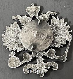 Antique Russian Imperial Silver Romanov Double Headed Eagle Badge