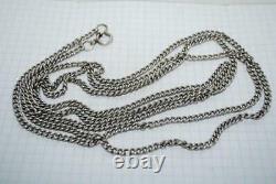Antique Russian Imperial Sterling Silver 84 Jewelry Long Chain Necklace 63 gr