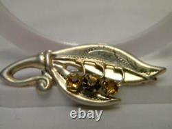 Antique Russian Imperial Sterling Silver 84 Women's Pin Brooch Jewelry Citrine