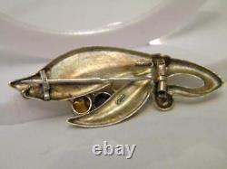 Antique Russian Imperial Sterling Silver 84 Women's Pin Brooch Jewelry Citrine