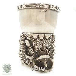 Antique Russian Imperial solid silver figural elephant stirrup cup Rappoport