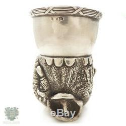 Antique Russian Imperial solid silver figural elephant stirrup cup Rappoport