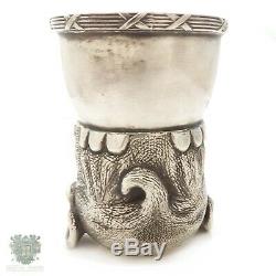 Antique Russian Imperial solid silver figural elephant stirrup cup Rappoport