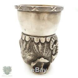 Antique Russian Imperial solid silver figural elephant stirrup cup Rappoport