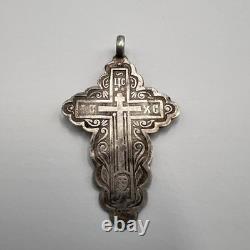 Antique Russian Orthodox Cross Pendant 84 Silver Imperial Era Christian Relic