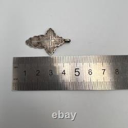 Antique Russian Orthodox Cross Pendant 84 Silver Imperial Era Christian Relic