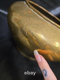 Antique Russian Pre Revolution Imperial Hallmark Brass Hand Rolled Hammered Vase