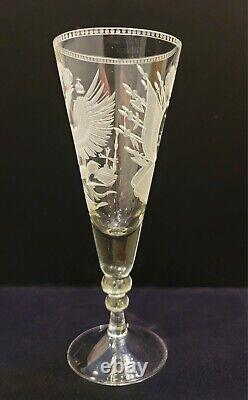 Antique Russian Royal Alexander I Romanov Imperial Eagle Military Glass Goblet