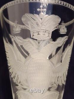 Antique Russian Royal Alexander I Romanov Imperial Eagle Military Glass Goblet