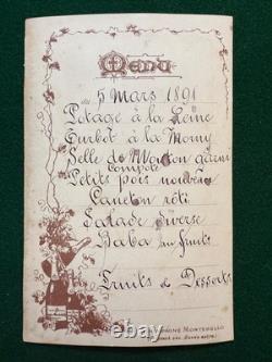 Antique Russian Royal Menu Grand Duke Michael Romanov Count Grabbe 1891