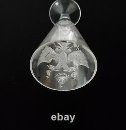 Antique Russian Royalty Imperial Eagle Coat Arms Shot Cordial Hand Blown Glass