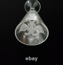 Antique Russian Royalty Imperial Eagle Coat Arms Shot Cordial Hand Blown Glass