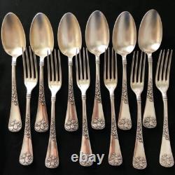Antique Russian Silver 84 Spoon Fork Set 12pcs Art Nouveau Signed Imperial Era