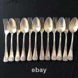 Antique Russian Silver 84 Spoon Fork Set 12pcs Art Nouveau Signed Imperial Era