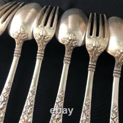 Antique Russian Silver 84 Spoon Fork Set 12pcs Art Nouveau Signed Imperial Era