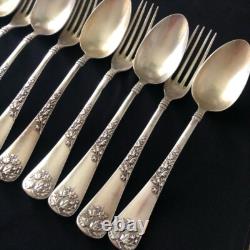 Antique Russian Silver 84 Spoon Fork Set 12pcs Art Nouveau Signed Imperial Era