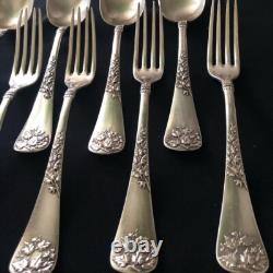 Antique Russian Silver 84 Spoon Fork Set 12pcs Art Nouveau Signed Imperial Era