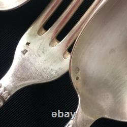 Antique Russian Silver 84 Spoon Fork Set 12pcs Art Nouveau Signed Imperial Era