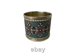 Antique Russian Silver Napkin Ring 84 Zolotnik Cloisonné Enamel Imperial Russia