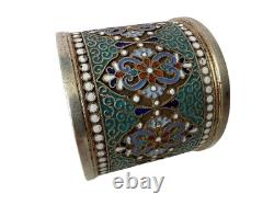 Antique Russian Silver Napkin Ring 84 Zolotnik Cloisonné Enamel Imperial Russia