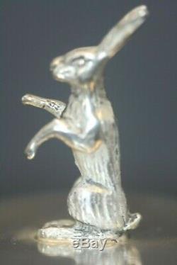 Antique Russian Sterling 84 Imperial Russian Hunting Egg Figural Rabbit Signed