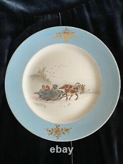 Antique Russian imperial Kuznetsov picture N. Karazin Porcelain Dish Plate