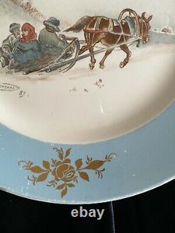 Antique Russian imperial Kuznetsov picture N. Karazin Porcelain Dish Plate