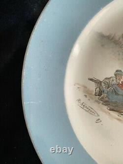 Antique Russian imperial Kuznetsov picture N. Karazin Porcelain Dish Plate