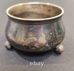 Antique Salt Cellar Cauldron Imperial Russian Silver 84