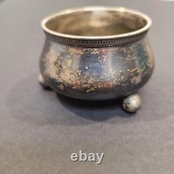 Antique Salt Cellar Cauldron Imperial Russian Silver 84