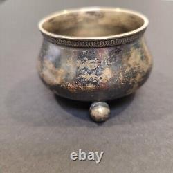 Antique Salt Cellar Cauldron Imperial Russian Silver 84