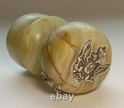 Antique Seal for Sealing Wax Stamp Silver 84 Carved Stone Imperial Russian WWI