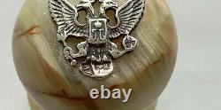 Antique Seal for Sealing Wax Stamp Silver 84 Carved Stone Imperial Russian WWI