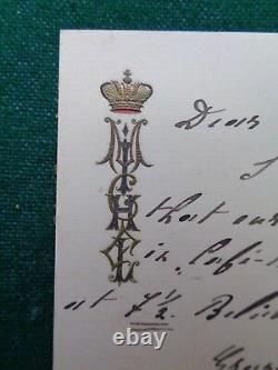 Antique Signed Card Grand Duke Michael Romanov Imperial Russia Cannes 1894