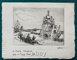 Antique Signed Christmas Card Imperial Russian Noble Count Dmitri Tatischeff