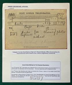 Antique Signed Grand Duke Michael Romanov Imperial Russian Telegram 1905 Keele