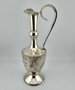 Antique Silver 84 Jug Engraved Russian USSR Art Rare Old 19th