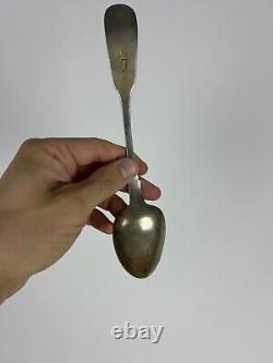 Antique Spoon Imperial Russian Silver 84 samples Blackening Family Coat of Arms