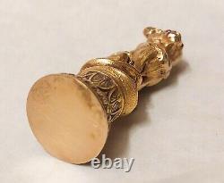 Antique Sublime Rare Russian Imperial Silver Gold & Ruby Figural Cat Wax Seal