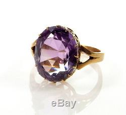 Antique Victorian Imperial Russian 14k Rose Gold 10.5 Ct Amethyst Ring Size 8