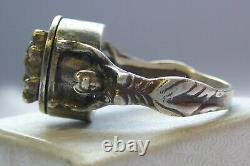 Antique Victorian Ring Box Memento Mori Skull Sterling Silver 84 Garnets